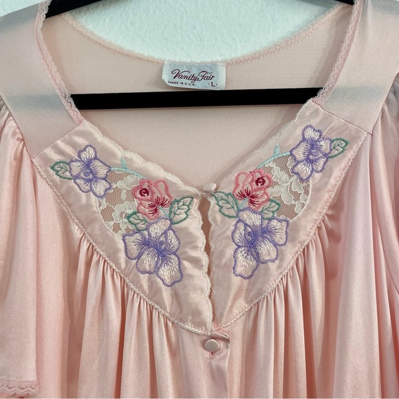Vanity Fair Vintage Women’s Silk Nightgown Pink Embroidered Lace Trim Size Large - Picture 4 of 14